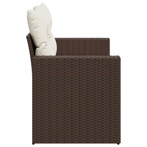 vidaXL Gartensofa mit Kissen 2-Sitzer Braun Poly Rattan