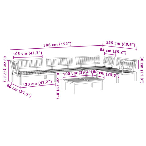 vidaXL 5-tlg. Garten-Sofagarnitur aus Paletten Massivholz Akazie