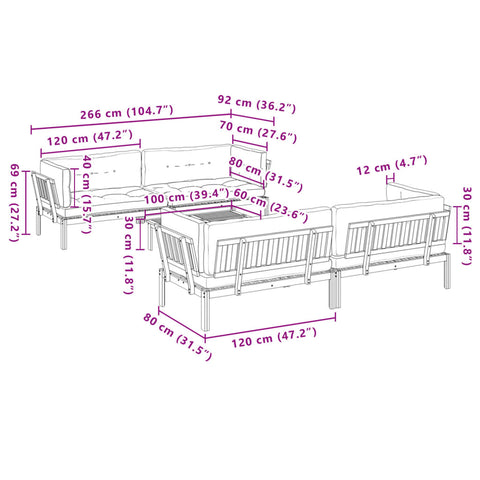 vidaXL 5-tlg. Garten-Sofagarnitur aus Paletten mit Kissen Akazienholz