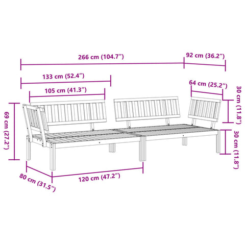 vidaXL Garten-Ecksofas aus Paletten 2 Stk. Massivholz Akazie