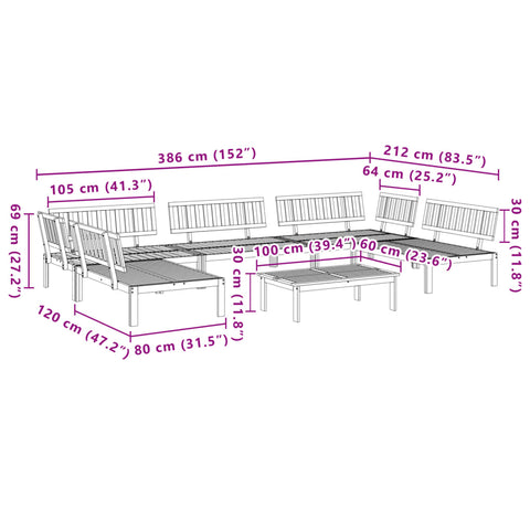 vidaXL 6-tlg. Garten-Sofagarnitur aus Paletten Massivholz Akazie