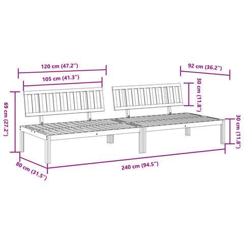 vidaXL Garten-Mittelsofas aus Paletten 2 Stk. Massivholz Akazie