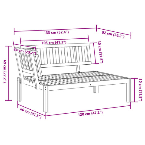 vidaXL Garten-Ecksofa aus Paletten Massivholz Akazie