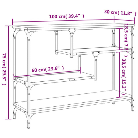 vidaXL Konsolentisch Sonoma-Eiche 100x30x75 cm Holzwerkstoff