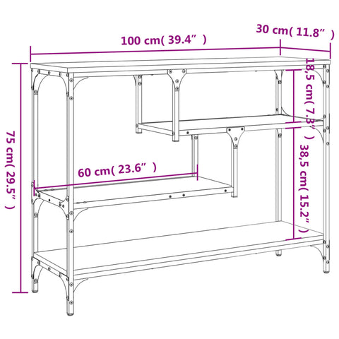 vidaXL Konsolentisch Räuchereiche 100x30x75 cm Holzwerkstoff