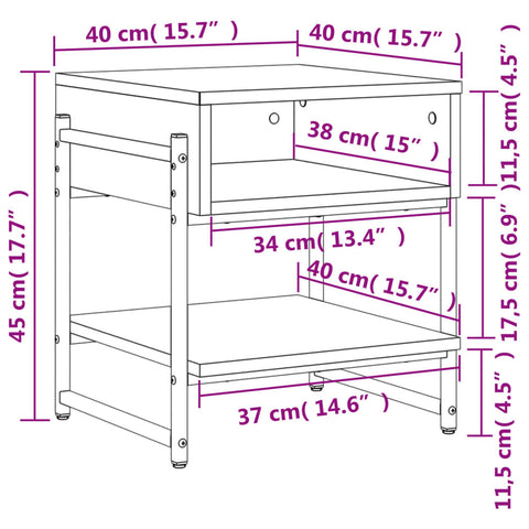 vidaXL Couchtisch Räuchereiche 40x40x45 cm Holzwerkstoff