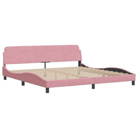 Bett mit Matratze Rosa 200x200 cm Samt