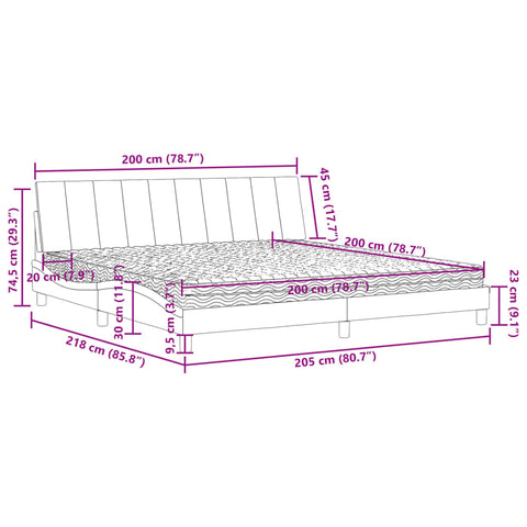 Bett mit Matratze Rosa 200x200 cm Samt