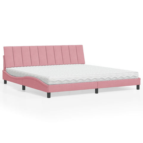 Bett mit Matratze Rosa 200x200 cm Samt