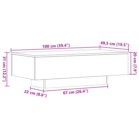 vidaXL Couchtisch Sonoma-Eiche 100x49,5x31 cm Holzwerkstoff