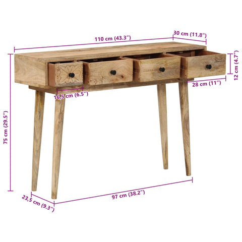 vidaXL Konsolentisch 110x30x75 cm Massivholz Mango