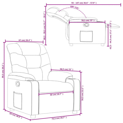 vidaXL Relaxsessel Creme Kunstleder