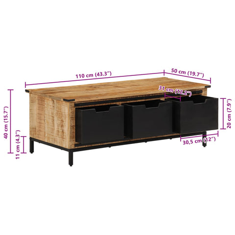 vidaXL Couchtisch mit Schubladen 110x50x40 cm Massivholz Mango