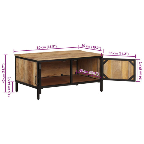 vidaXL Couchtisch 80x50x40 cm Raues Massivholz Mango