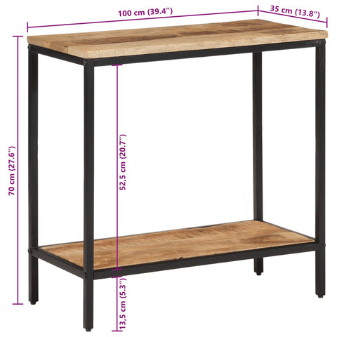 vidaXL Konsolentisch 100x35x70 cm Raues Massivholz Mango