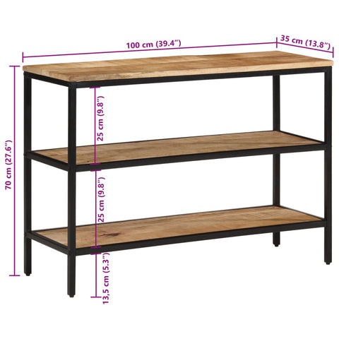 vidaXL Konsolentisch 100x35x70 cm Raues Massivholz Mango