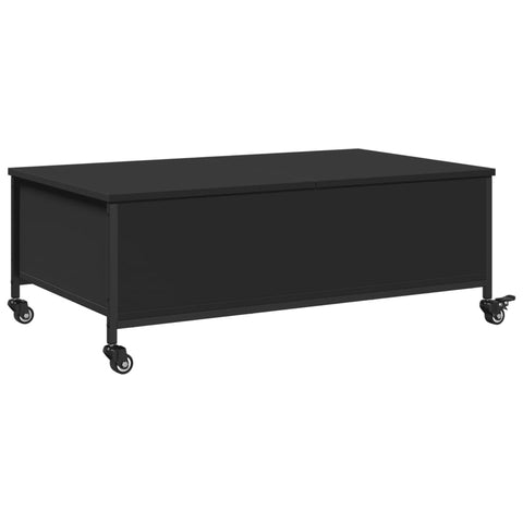 vidaXL Couchtisch mit Rollen Schwarz 91x55x34 cm Holzwerkstoff