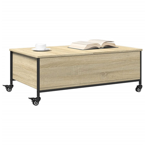 vidaXL Couchtisch mit Rollen Sonoma-Eiche 91x55x34 cm Holzwerkstoff