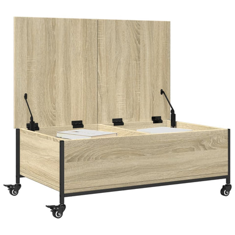 vidaXL Couchtisch mit Rollen Sonoma-Eiche 91x55x34 cm Holzwerkstoff