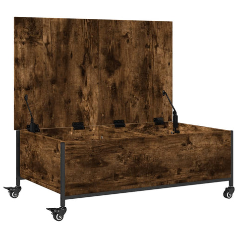 vidaXL Couchtisch mit Rollen Räuchereiche 91x55x34 cm Holzwerkstoff