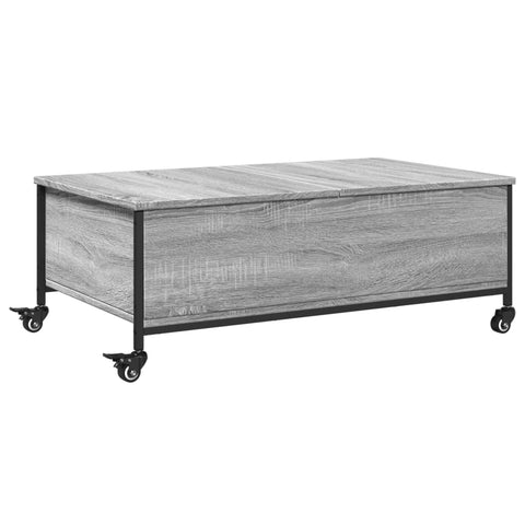 vidaXL Couchtisch mit Rollen Grau Sonoma 91x55x34 cm Holzwerkstoff