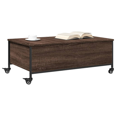 vidaXL Couchtisch mit Rollen Braun Eiche 91x55x34 cm Holzwerkstoff