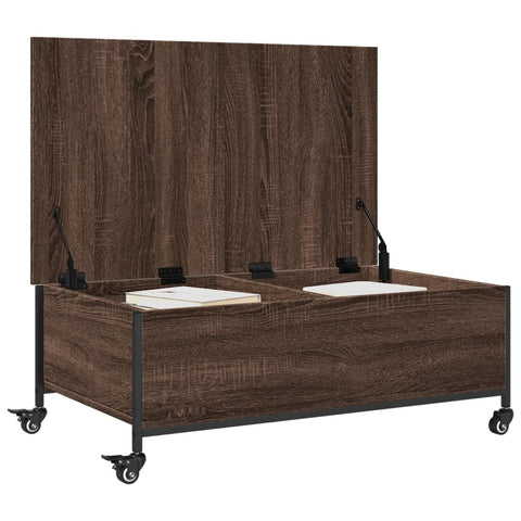 vidaXL Couchtisch mit Rollen Braun Eiche 91x55x34 cm Holzwerkstoff