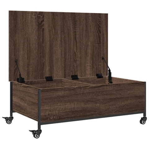 vidaXL Couchtisch mit Rollen Braun Eiche 91x55x34 cm Holzwerkstoff