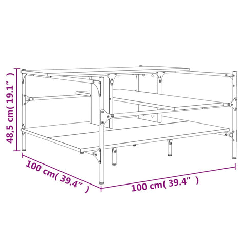 vidaXL Couchtisch Schwarz 100x100x48,5 cm Holzwerkstoff