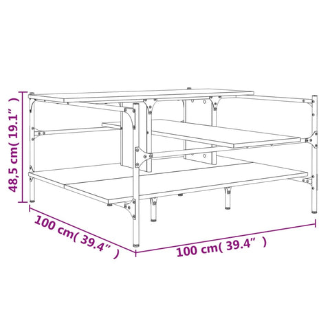 vidaXL Couchtisch Sonoma-Eiche 100x100x48,5 cm Holzwerkstoff