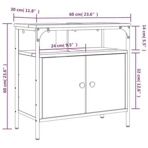 Waschbeckenunterschrank Schwarz 60x30x60 cm Holzwerkstoff