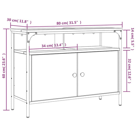 Waschbeckenunterschrank Schwarz 80x30x60 cm Holzwerkstoff