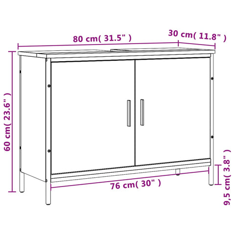 vidaXL Waschbeckenunterschrank Sonoma-Eiche 80x30x60 cm Holzwerkstoff