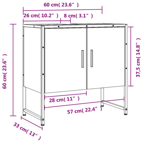 vidaXL Waschbeckenunterschrank Sonoma-Eiche 60x33x60 cm Holzwerkstoff