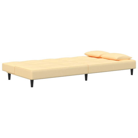 Schlafsofa 2-Sitzer mit 2 Kissen Creme Samt