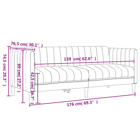 Sofa 2-Sitzer Hellgrau Stoff