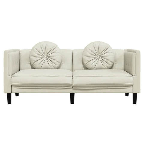 Sofa mit Kissen 2-Sitzer Creme Samt