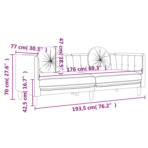 Sofa mit Kissen 3-Sitzer Gelb Samt