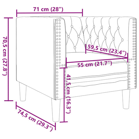 Chesterfield-Sessel Braun Kunstleder in Wildleder-Optik