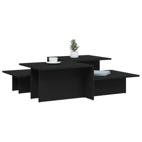 vidaXL Couchtische 2 Stk. Schwarz Holzwerkstoff