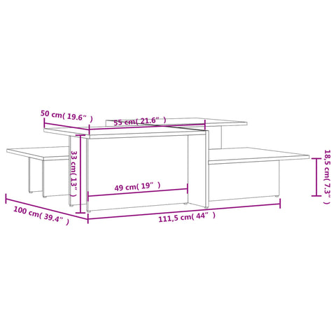 vidaXL Couchtische 2 Stk. Grau Holzwerkstoff