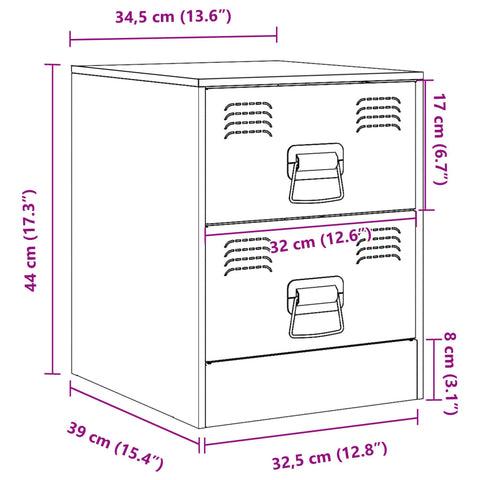 vidaXL Nachttische 2 Stk. Weiß 34,5x39x44 cm Stahl