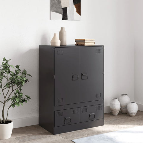 Highboard Schwarz 67x39x95 cm Stahl