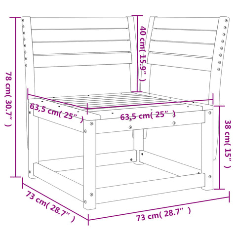 Garten-Ecksofa Wachsbraun 73x73x78 cm Massivholz Kiefer