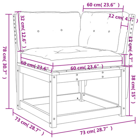 vidaXL Garten-Ecksofa mit Kissen 73x73x78 cm Kiefernholz Imprägniert