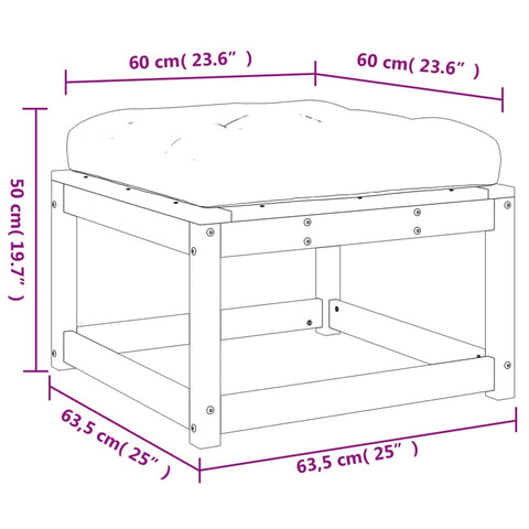 Gartenhocker mit Kissen Massivholz Douglasie