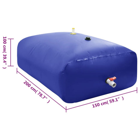 vidaXL Wassertank mit Wasserhahn Faltbar 3000 L PVC