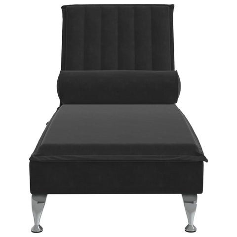 Massage-Chaiselongue mit Nackenrolle Schwarz Samt