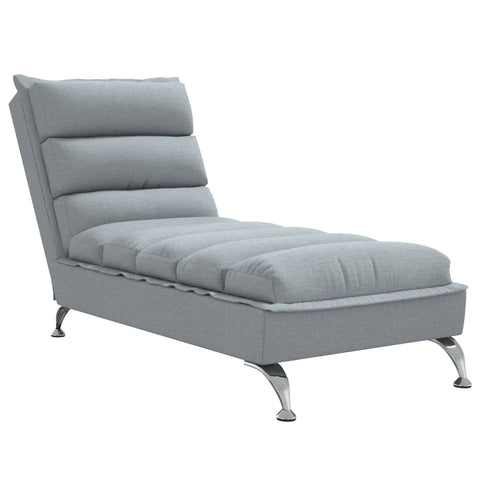 Chaiselongue mit Kissen Hellgrau Stoff