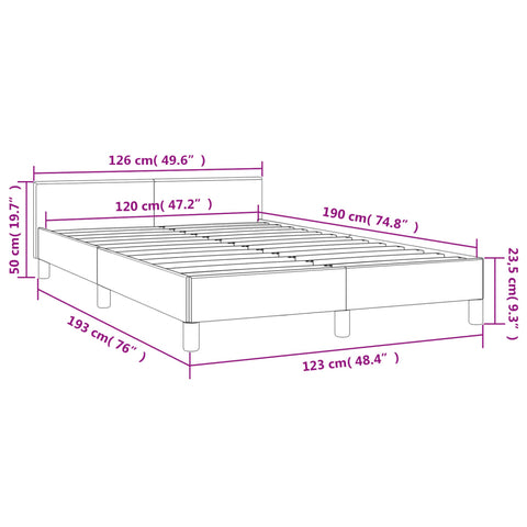 Bettgestell mit Kopfteil Dunkelblau 120x190 cm Samt